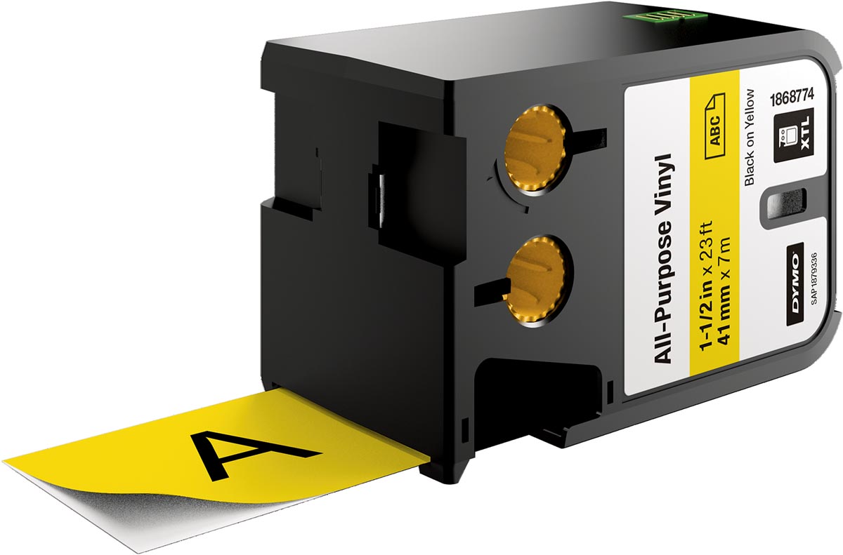 Dymo XTL vinyltape ft 41 mm x 7,5 m, zwart op geel