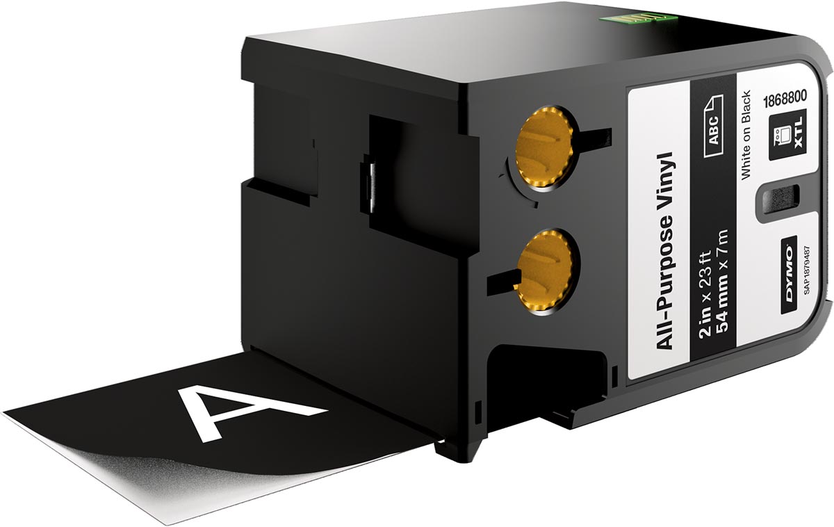 Dymo XTL vinyltape ft 54 mm, wit op zwart