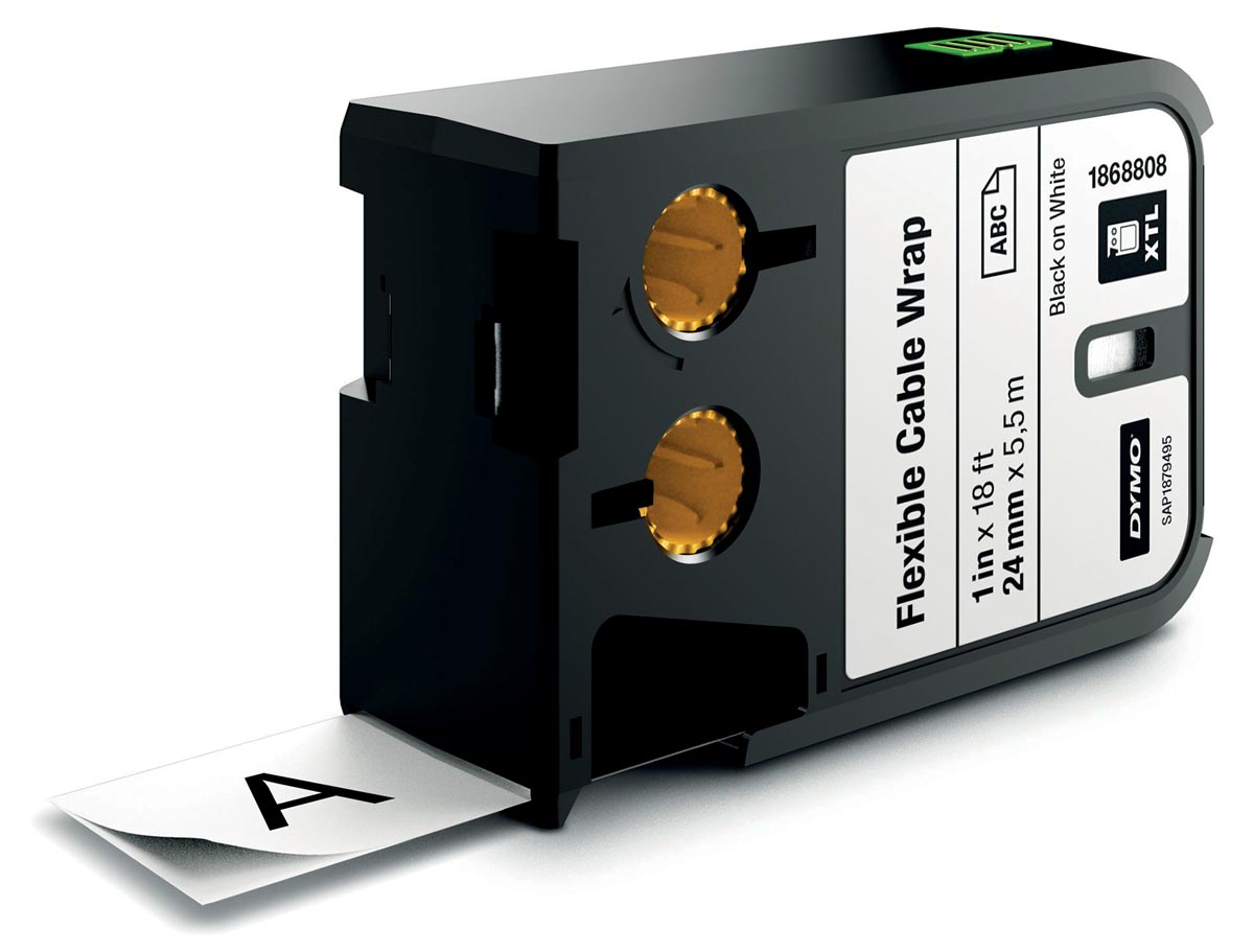 Dymo XTL tape 24 mm, zwart op wit, nylon