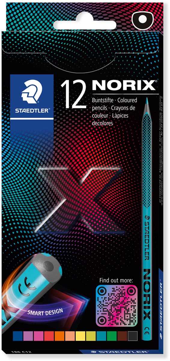 Staedtler Norix kleurpotlood, etui van 12 stuks, in geassorteerde kleuren