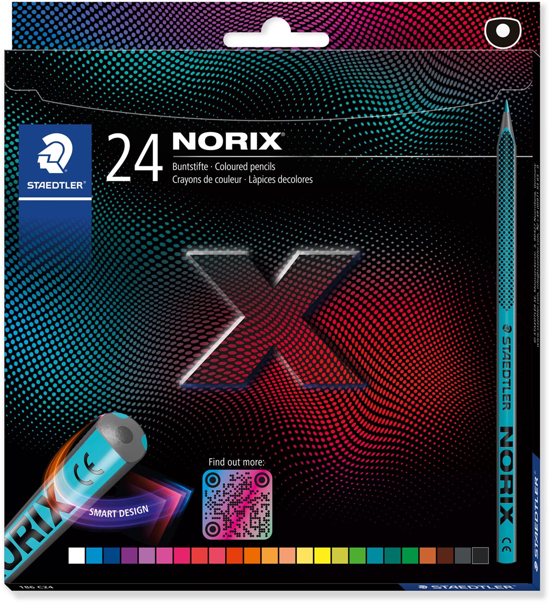 Staedtler Norix kleurpotlood, etui van 24 stuks, in geassorteerde kleuren