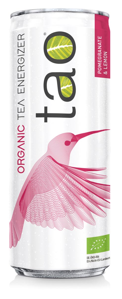 Tao Organic Tea Energizer Pomegranate, blik van 25 cl, pak van 24 stuks