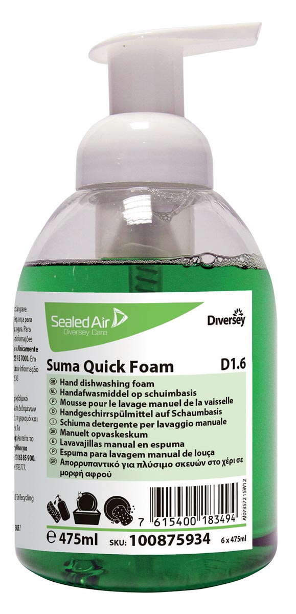 Diversey handafwasmiddel op schuimbasis Suma Quick Foam, flacon van 475 ml