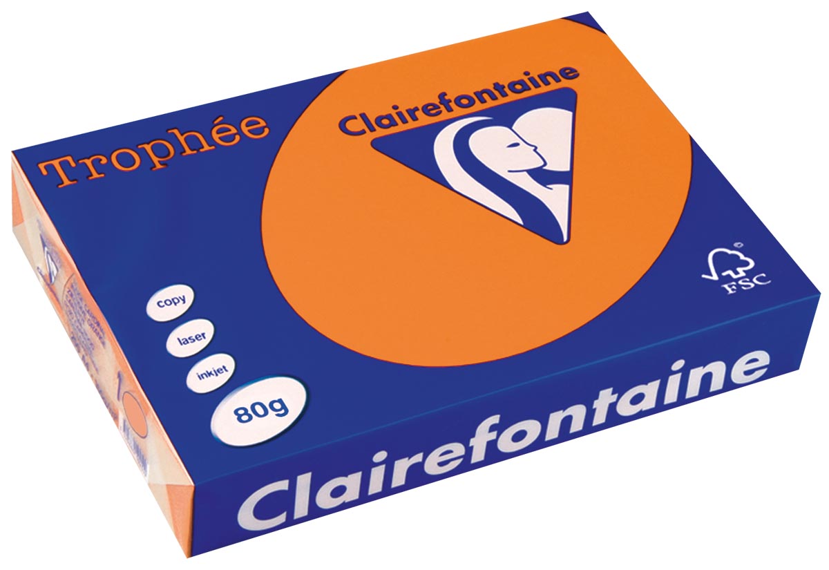 Clairefontaine Trophée gekleurd papier, A4, 80 g, 500 vel, oranje afbeelding