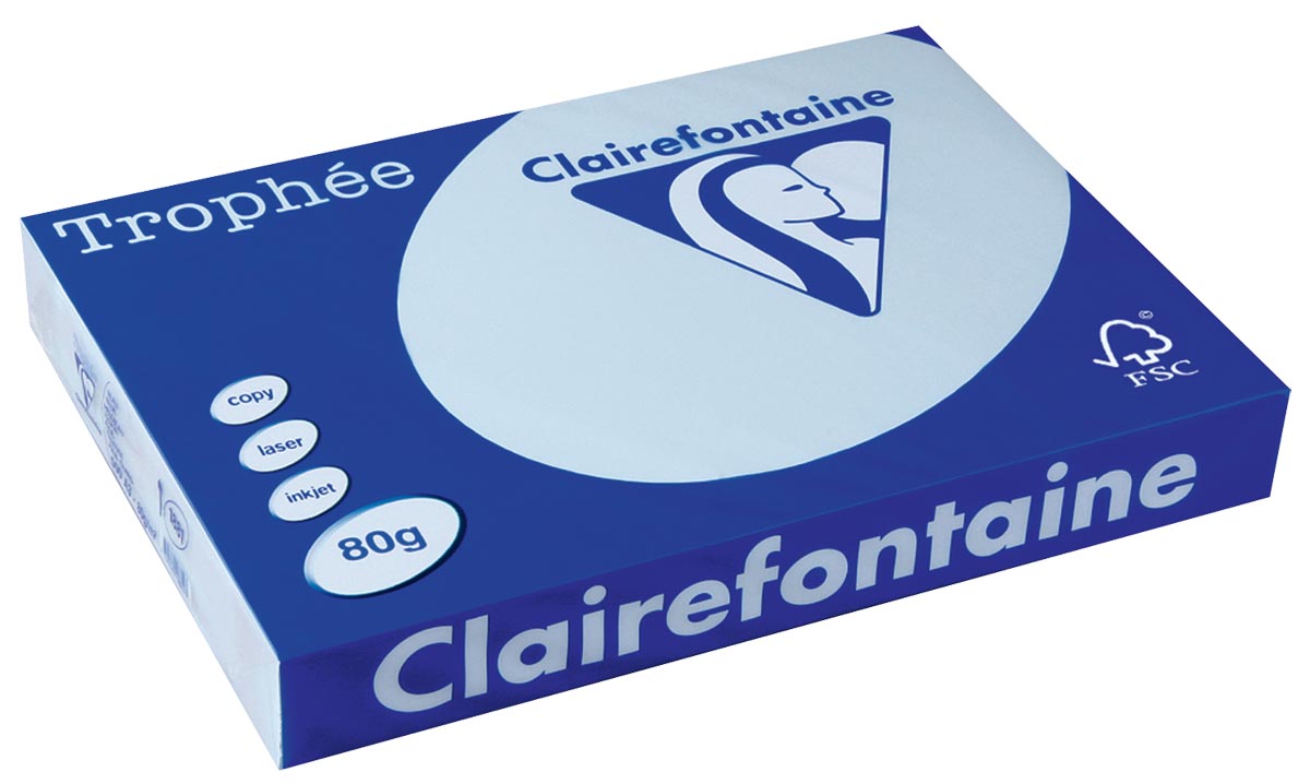 Clairefontaine Trophée Pastel, gekleurd papier, A3, 80 g, 500 vel, azuurblauw afbeelding
