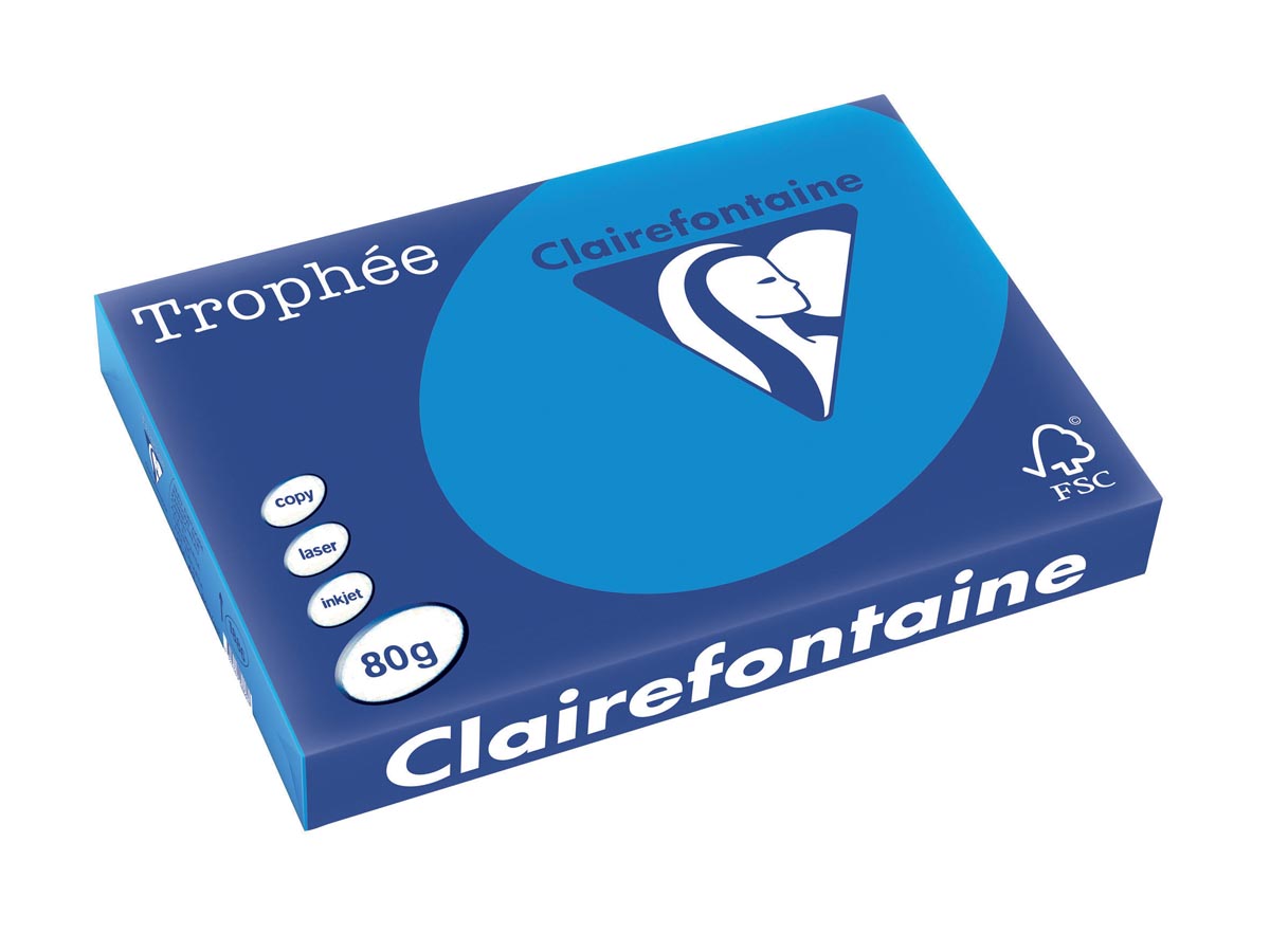 Clairefontaine Trophée Intens, gekleurd papier, A3, 80 g, 500 vel, turkoois afbeelding
