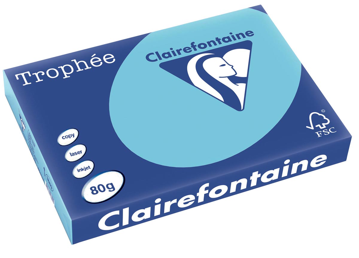 Clairefontaine Trophée Pastel, gekleurd papier, A3, 80 g, 500 vel, helblauw afbeelding