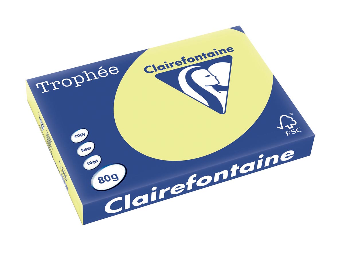 Clairefontaine Trophée Pastel A3, 80 g, 500 vel, citroengeel