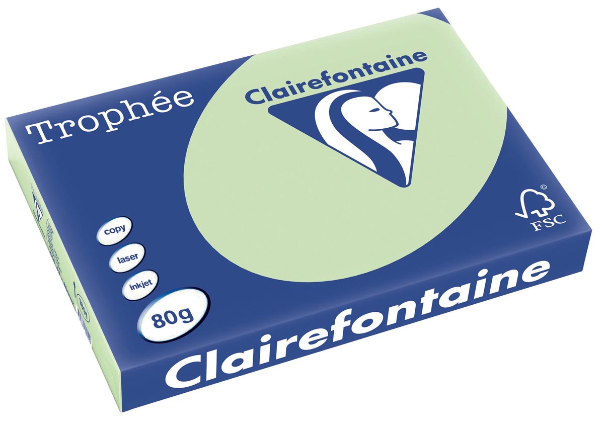 Clairefontaine Trophée Pastel A3, 80 g, 500 vel, golfgroen