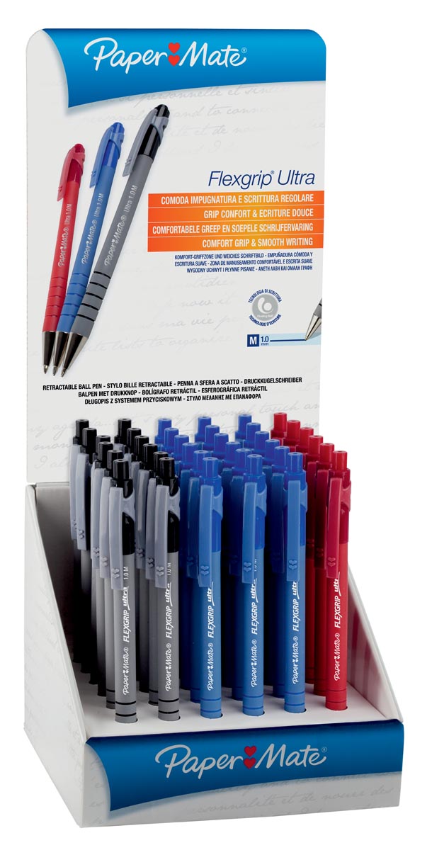 Paper Mate balpen Flexgrip Ultra RT, display met 36 stuks in geassorteerde kleuren Paper Mate balpen Flexgrip Ultra RT, display met 36 stuks in geassorteerde kleuren