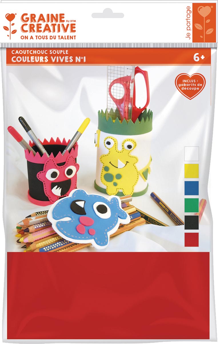 Graine Créative rubber, pak van 6 vellen, assorti Graine Créative rubber, pak van 6 vellen, assorti