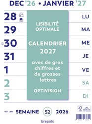 Brepols Optivision calendrier de la semaine du mur, français, 2027