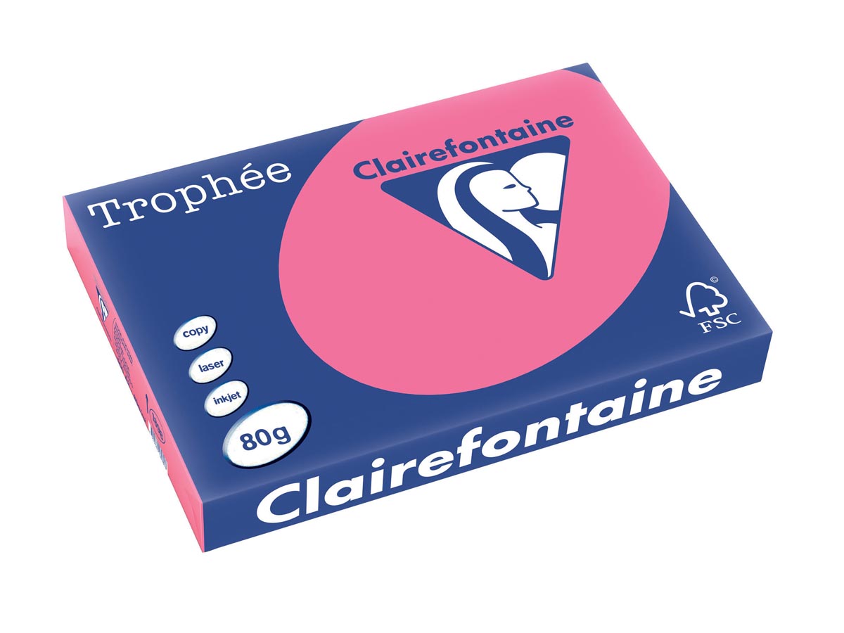 Clairefontaine Trophée Intens, gekleurd papier, A3, 80 g, 500 vel, fuchsia afbeelding