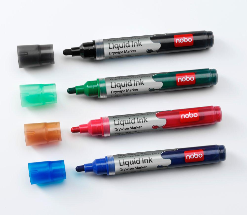 Nobo Liquid Ink marker, doos met 12 stuks in geassorteerde kleuren Nobo Liquid Ink marker, doos met 12 stuks in geassorteerde kleuren