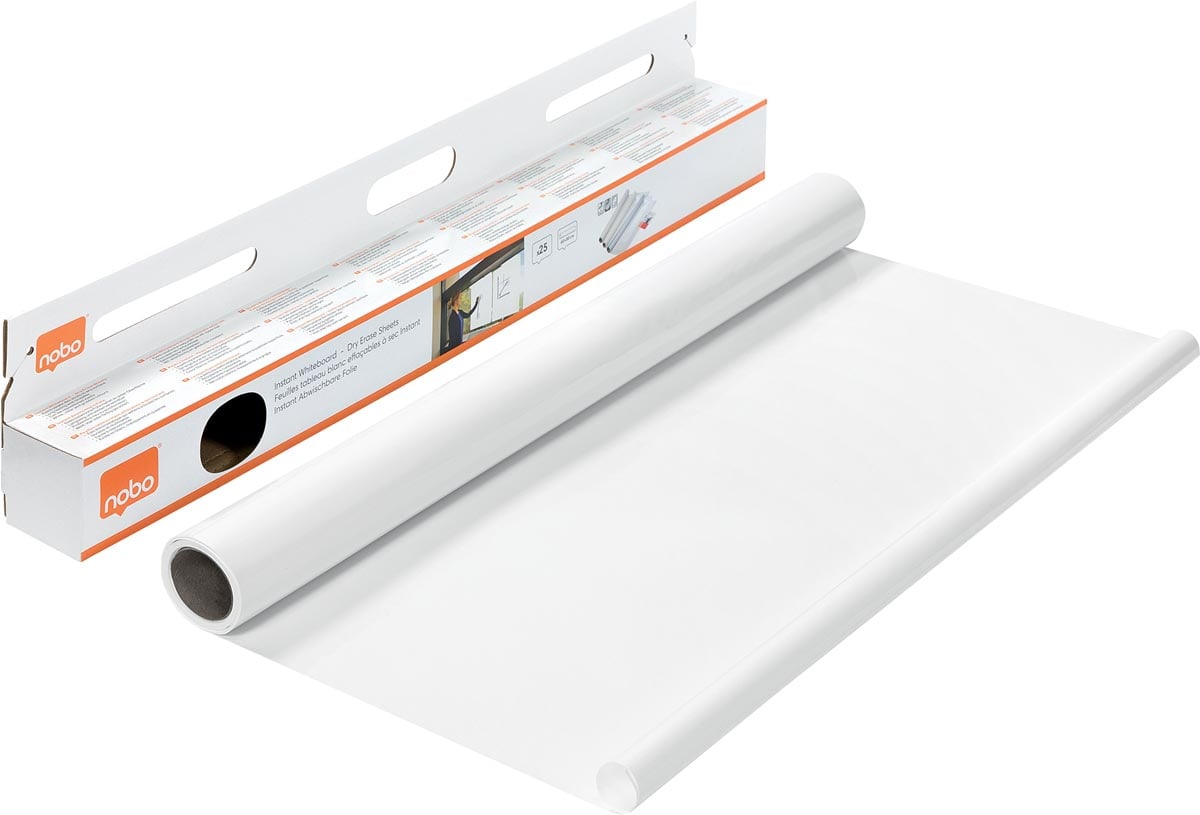 Nobo Instant whiteboardfolie, ft 60 x 80 cm, rol van 25 vellen, wit afbeelding