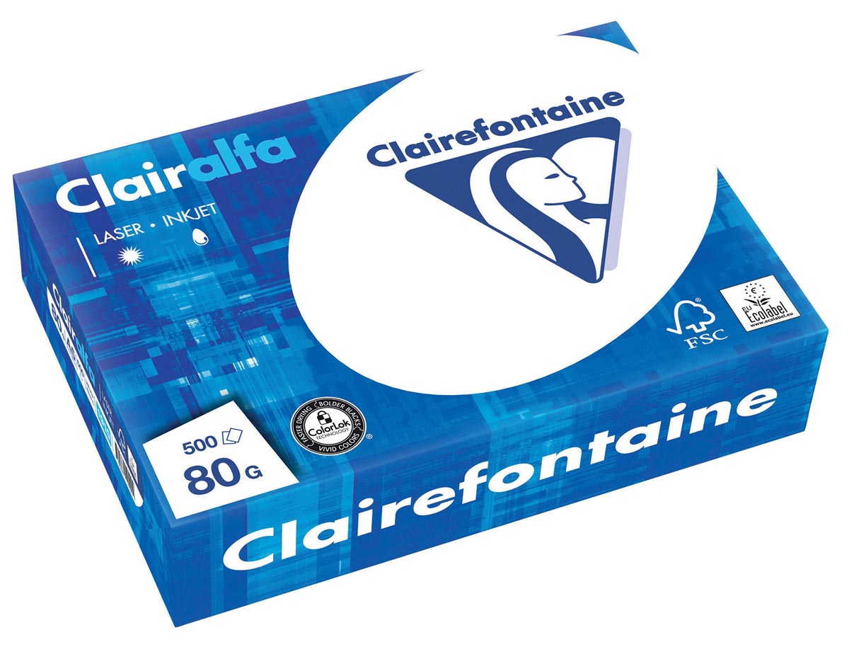 Clairefontaine Clairalfa printpapier ft A5, 80 g, pak van 500 vel afbeelding