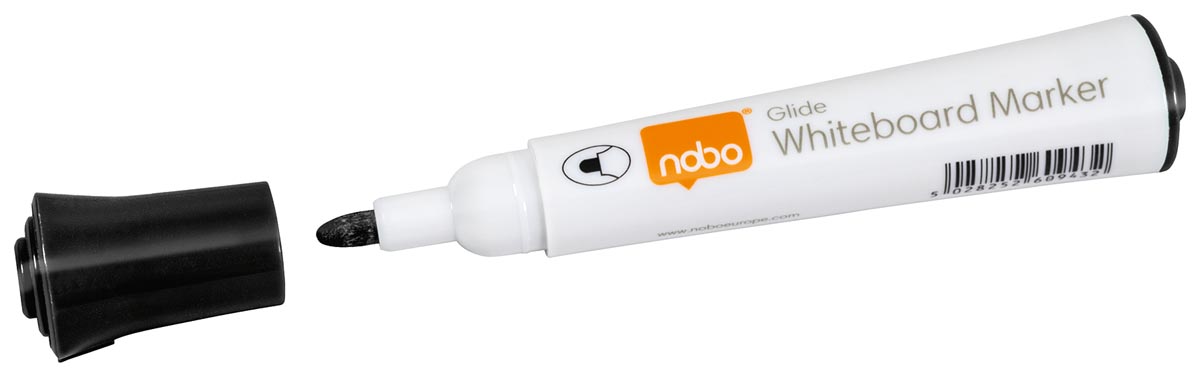 Nobo Glide Whiteboard Markers Met Ronde Punt - Pak Van 10 Stuks - Zwart