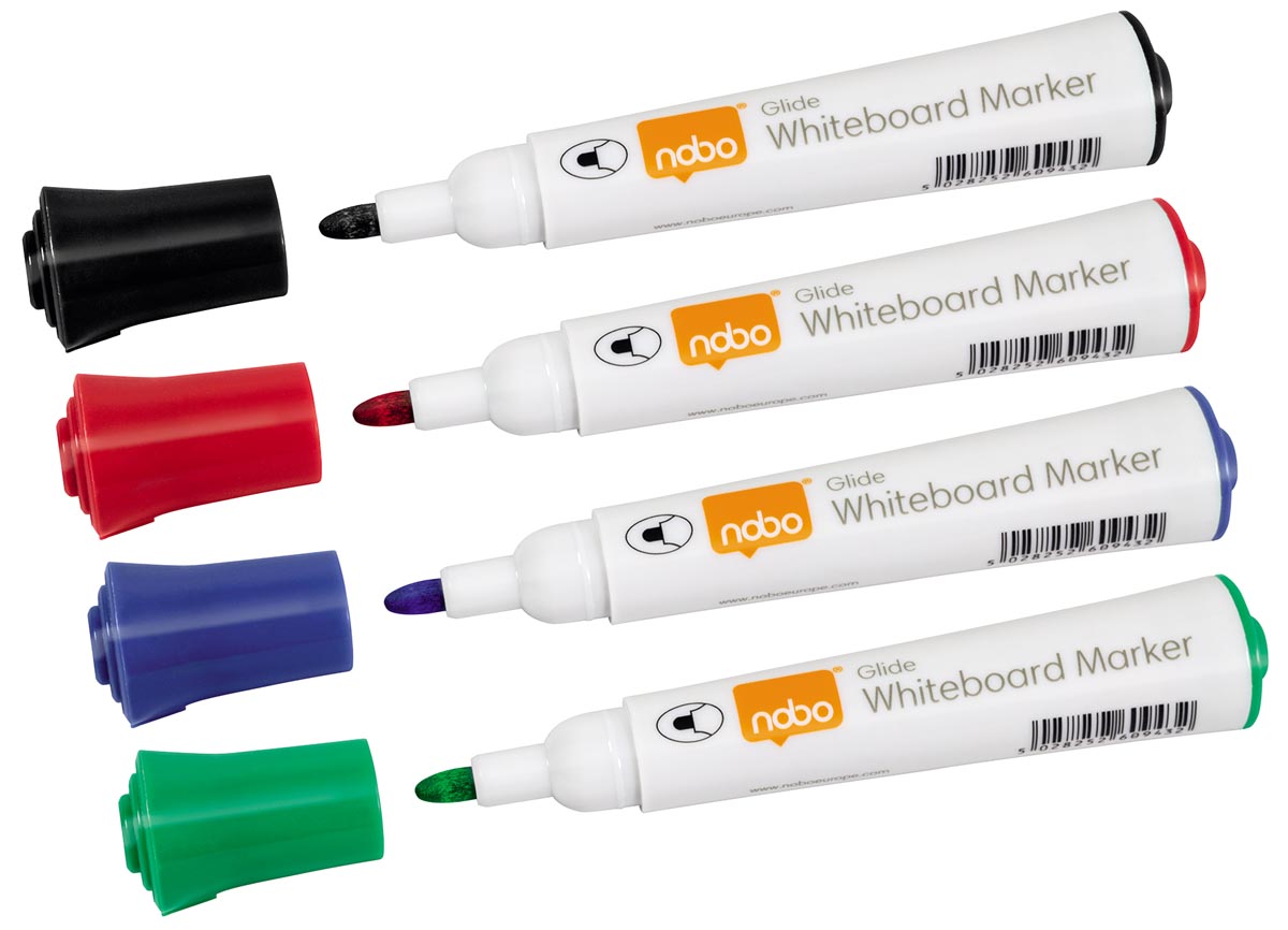 Nobo Glide whiteboardmarker, ronde punt, pak van 10 stuks, geassorteerde kleuren