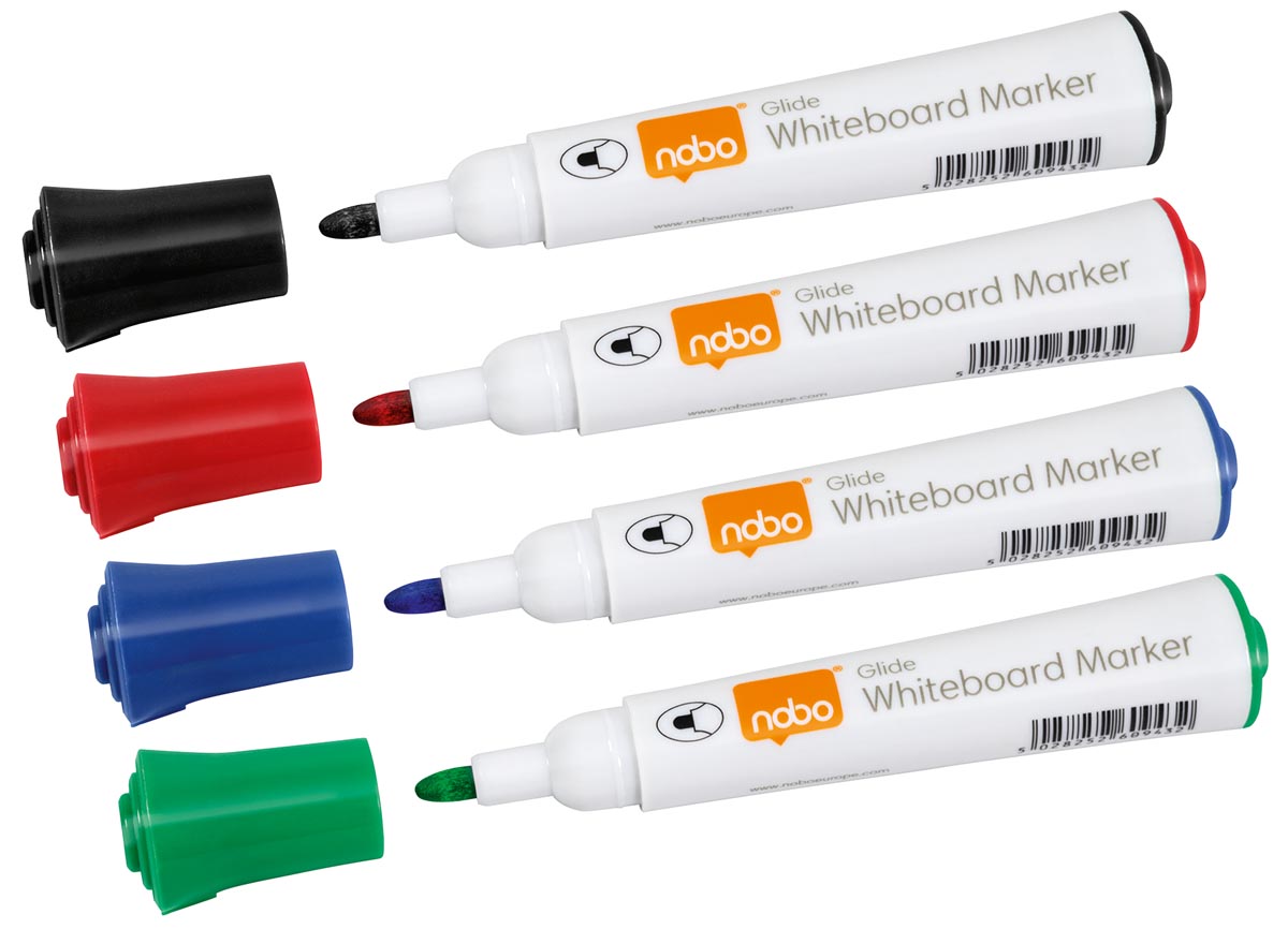Nobo Glide whiteboardmarker, ronde punt, pak van 10 stuks, geassorteerde kleuren afbeelding