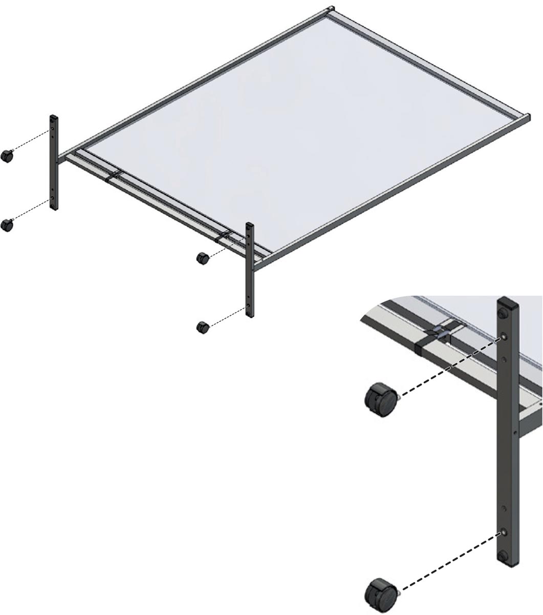 Nobo zwenkwielen voor Premium Plus scheidingspaneel van doorzichtig PVC, 4 stuks