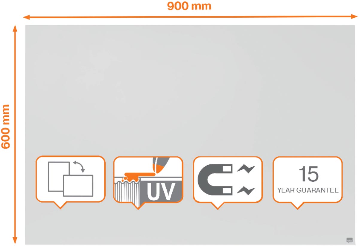 Nobo Infinity randloos whiteboard, staal, magnetisch, 90 x 60 cm afbeelding