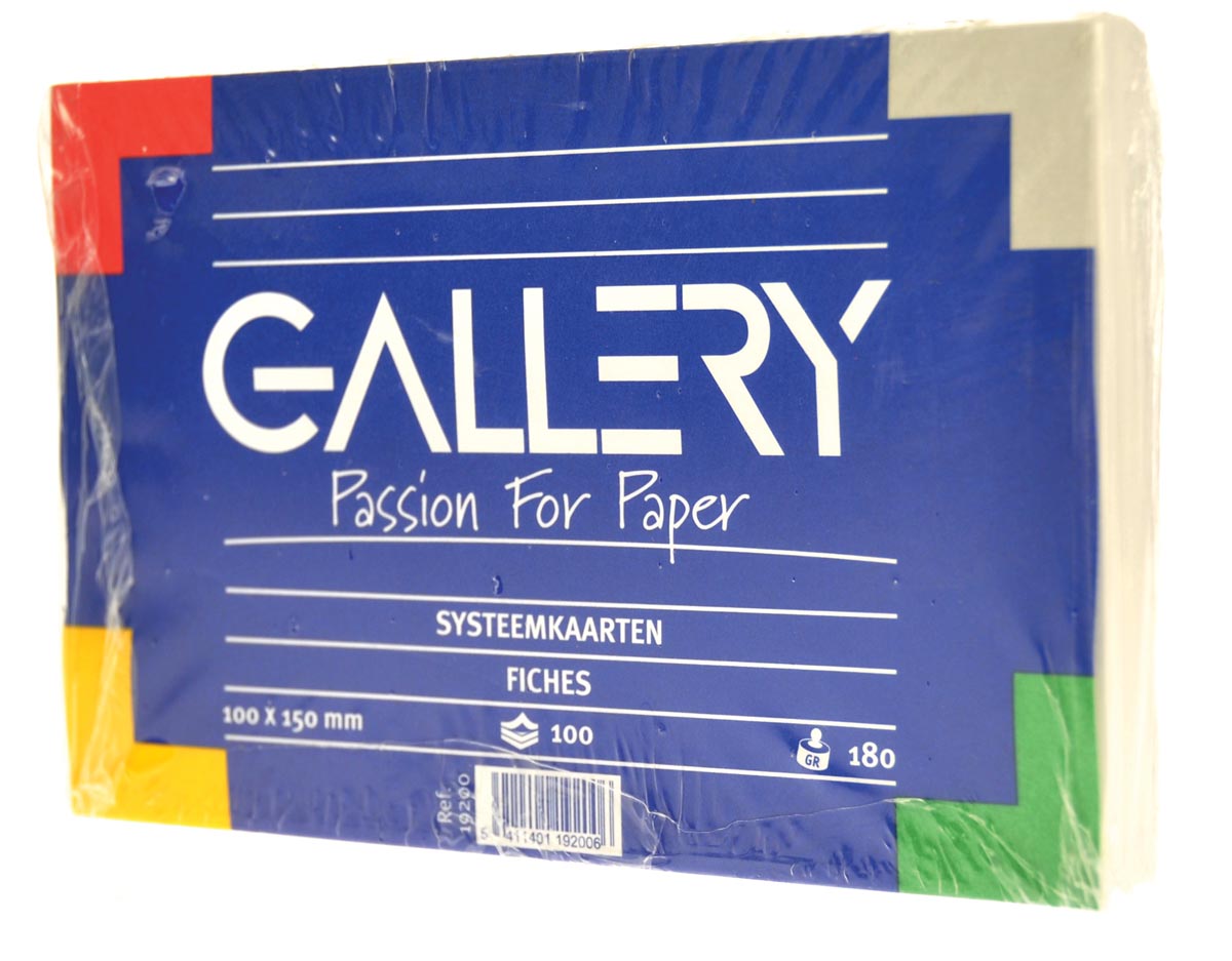 Gallery witte systeemkaarten, ft 10 x 15 cm, effen, pak van 100 stuks afbeelding