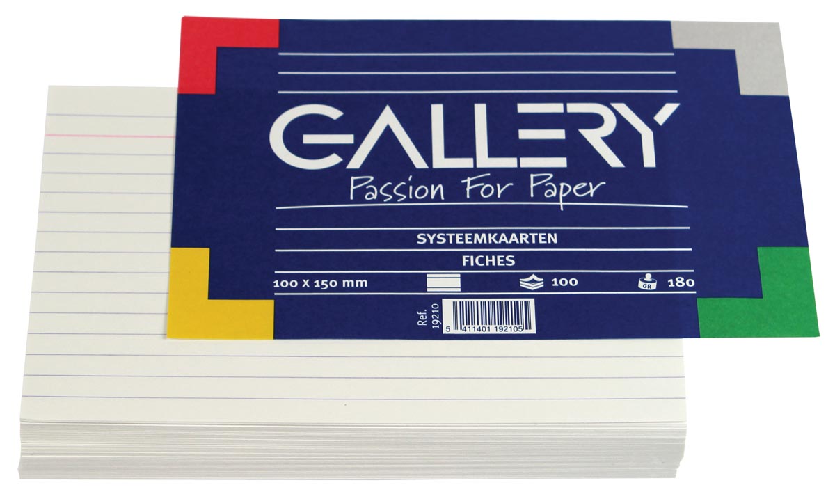Gallery witte systeemkaarten, ft 10 x 15 cm, gelijnd, pak van 100 stuks afbeelding