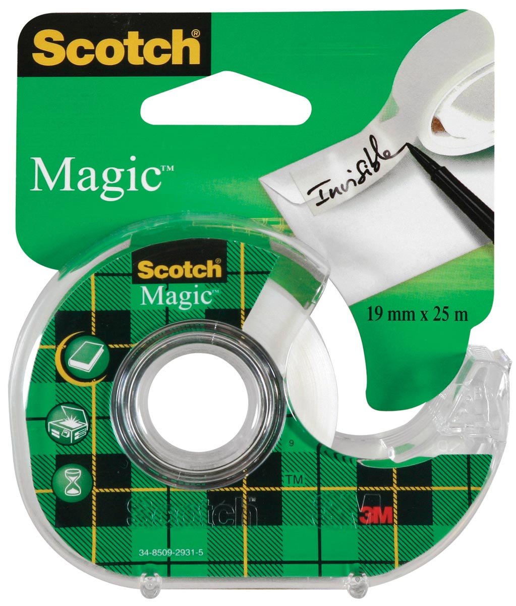 Scotch plakband Magic Tape ft 19 mm x 25 m, blister met dispenser en 1 rolletje afbeelding