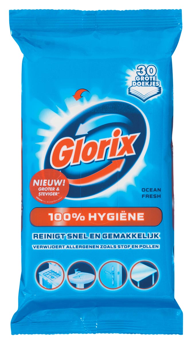 Glorix vochtige schoonmaakdoekjes, pak van 30 stuks