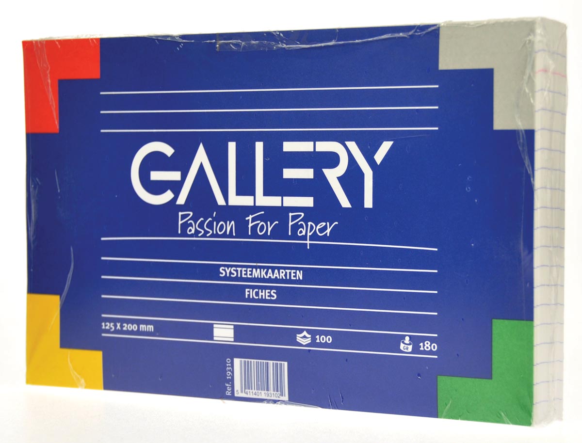Gallery witte systeemkaarten, ft 12,5 x 20 cm, gelijnd, pak van 100 stuks Gallery witte systeemkaarten, ft 12,5 x 20 cm, gelijnd, pak van 100 stuks