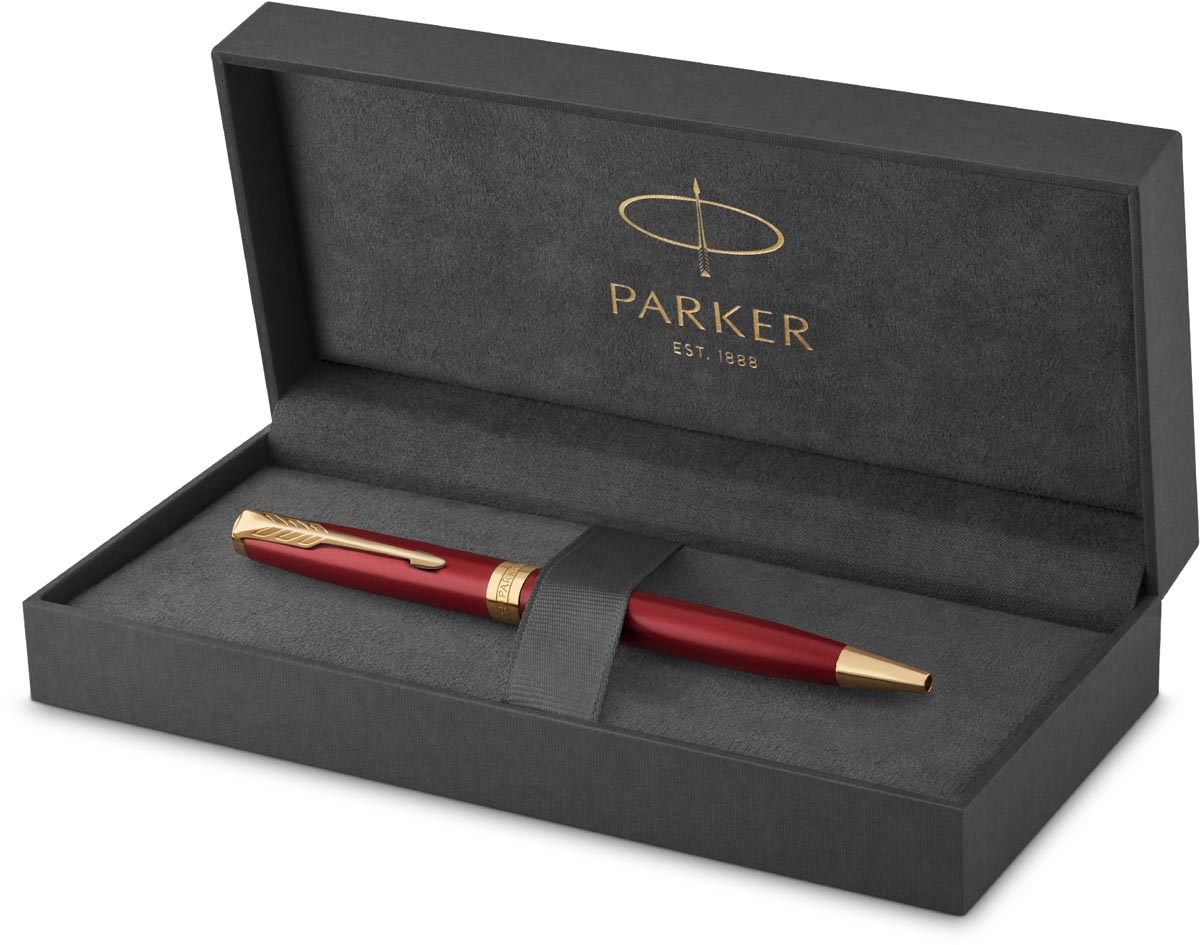Parker Sonnet balpen, rood/goud, medium, in giftbox afbeelding