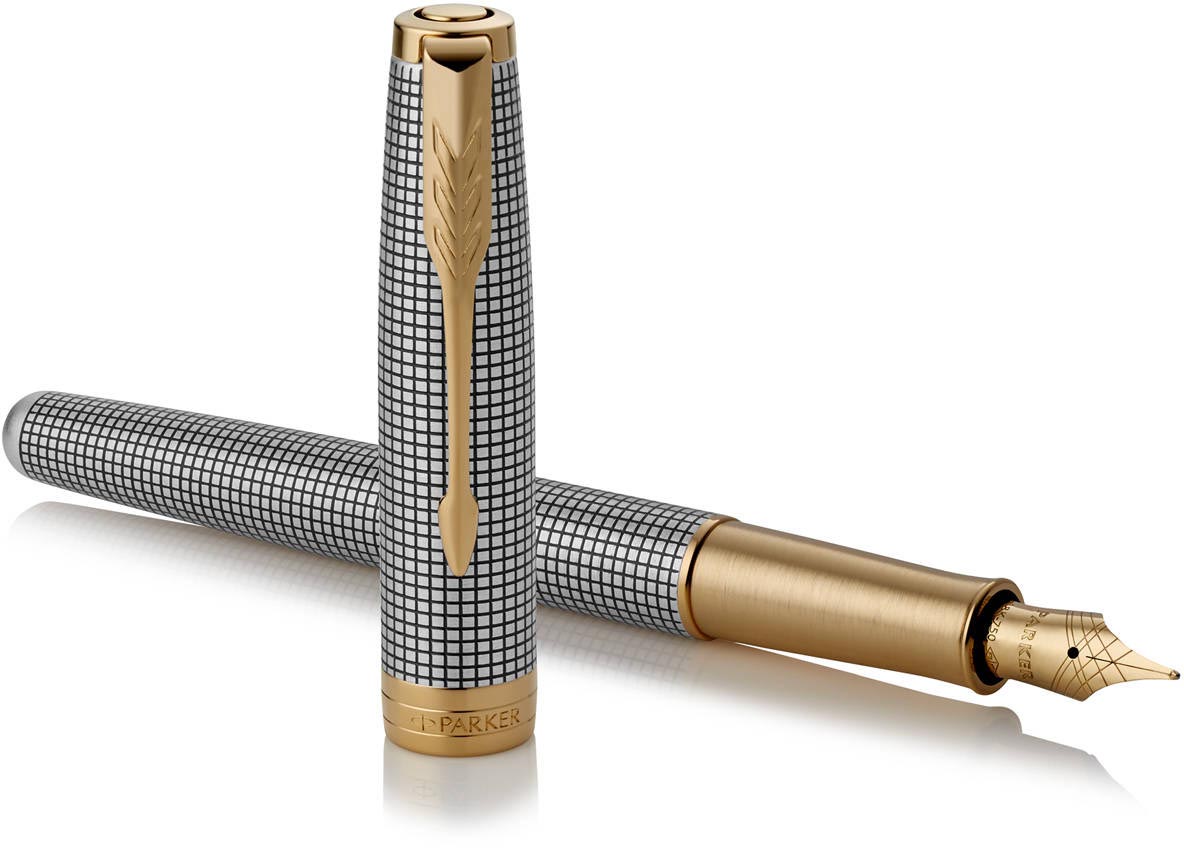 Parker Sonnet vulpen, Chiselled Silver GT, fijn, in giftbox