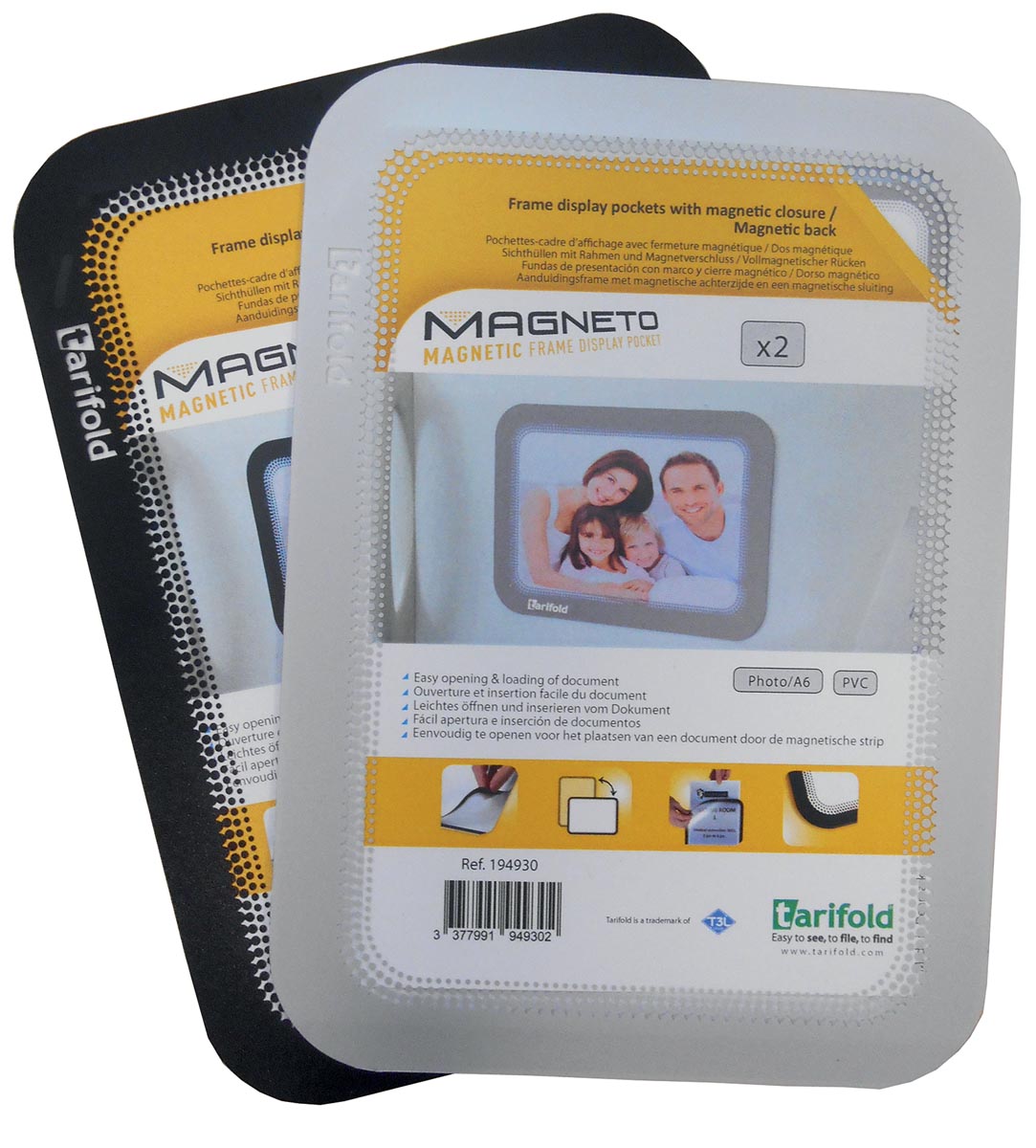 Tarifold tas met magnetische rug, ft A6, zwart, pak van 2 stuks