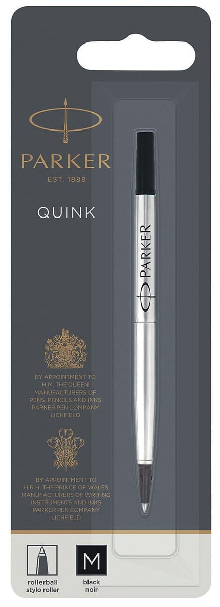 Parker vulling voor roller medium, zwart, op blister afbeelding