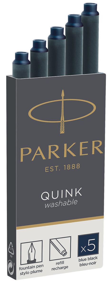 Parker Quink inktpatronen blauw-zwart, doos met 5 stuks afbeelding