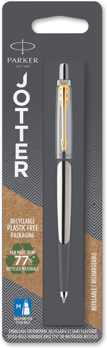 Parker Jotter balpen Stainless Steel GT, op blister afbeelding
