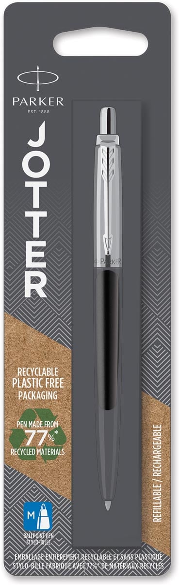 Parker Jotter balpen Bond Street Black CT, op blister afbeelding