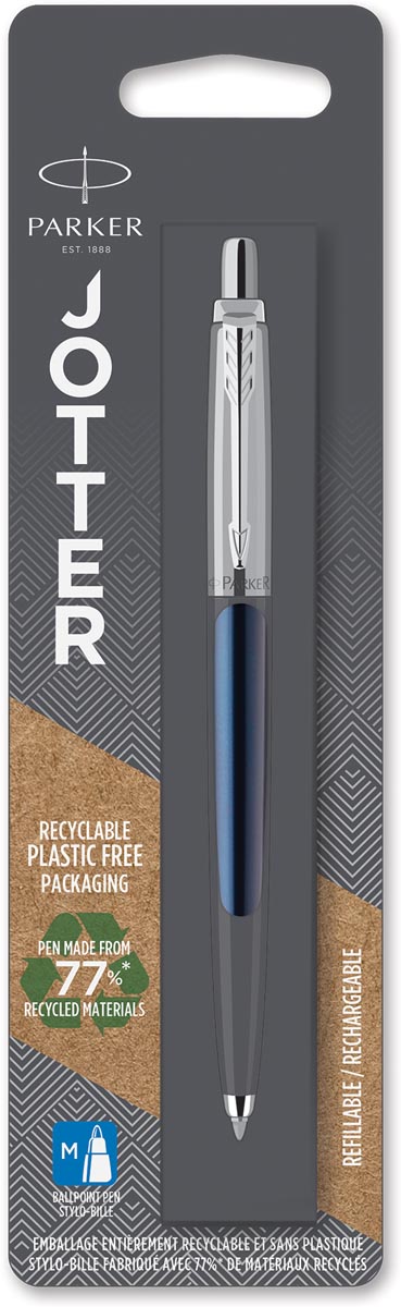 Parker Jotter balpen Royal Blue CT, op blister afbeelding