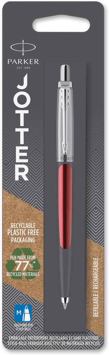 Parker Jotter balpen Kensington Red CT, op blister afbeelding