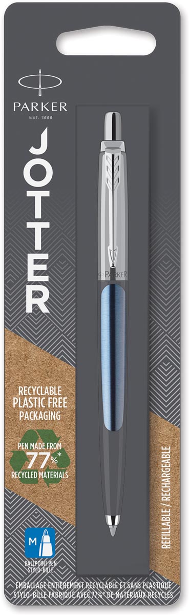 Parker Jotter balpen Waterloo Blue CT, op blister afbeelding