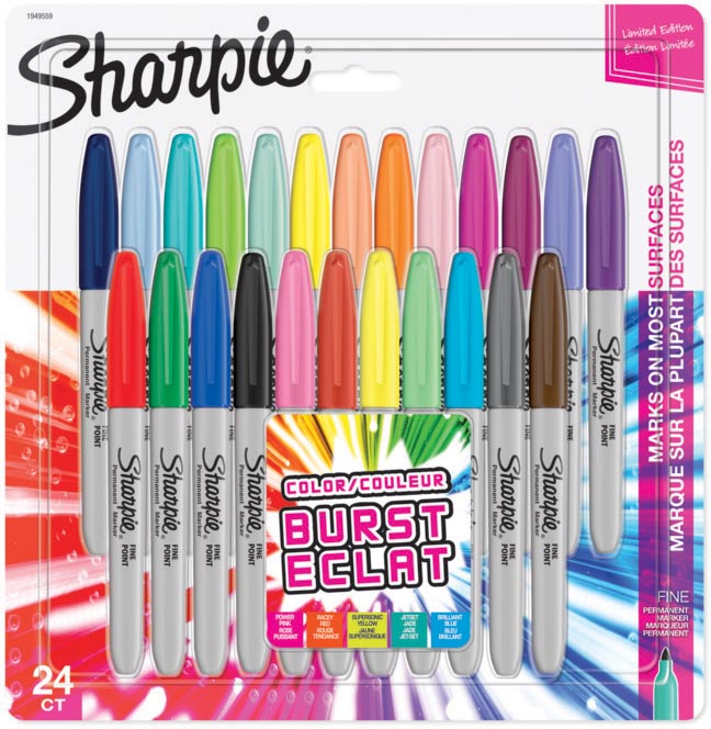 Sharpie permanente marker colour burst, fijne punt, blister van 24 stuks in geassorteerde kleuren