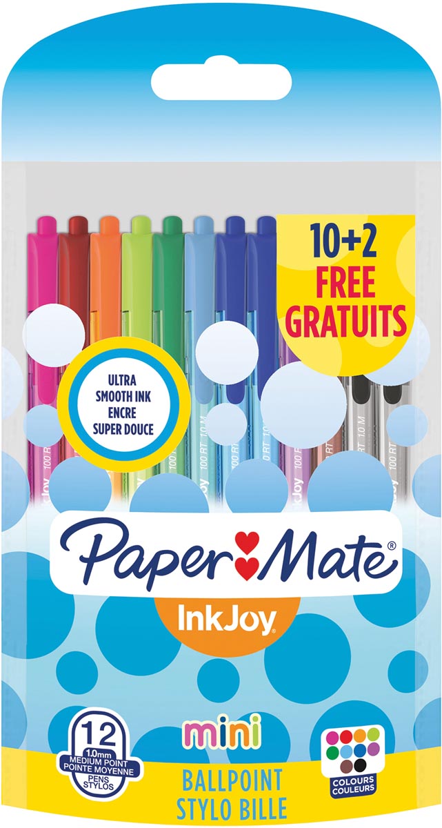 Paper Mate Balpen Inkjoy Mini 100 Rt Blister Met 8 2 Stuks In Geassorteerde Kleuren huismerk kopen in de aanbieding