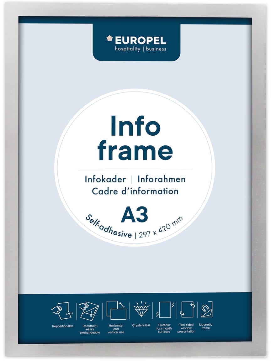 Europel zelfklevend kader ft A3, zilver, pak van 2 stuks afbeelding