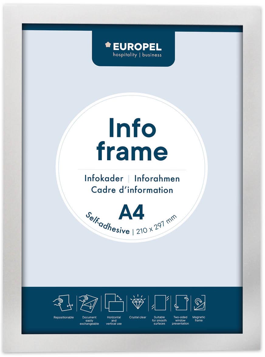 Europel zelfklevend kader ft A4, zilver, pak van 2 stuks afbeelding