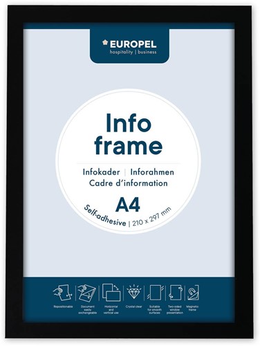 Europel zelfklevend kader ft A4, zwart, pak van 2 stuks