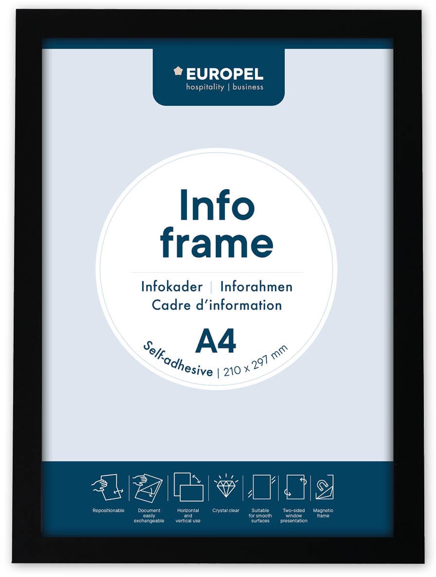 Europel zelfklevend kader ft A4, zwart, pak van 2 stuks afbeelding