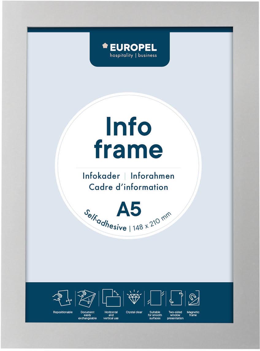Europel zelfklevend kader ft A5, zilver, pak van 2 stuks afbeelding