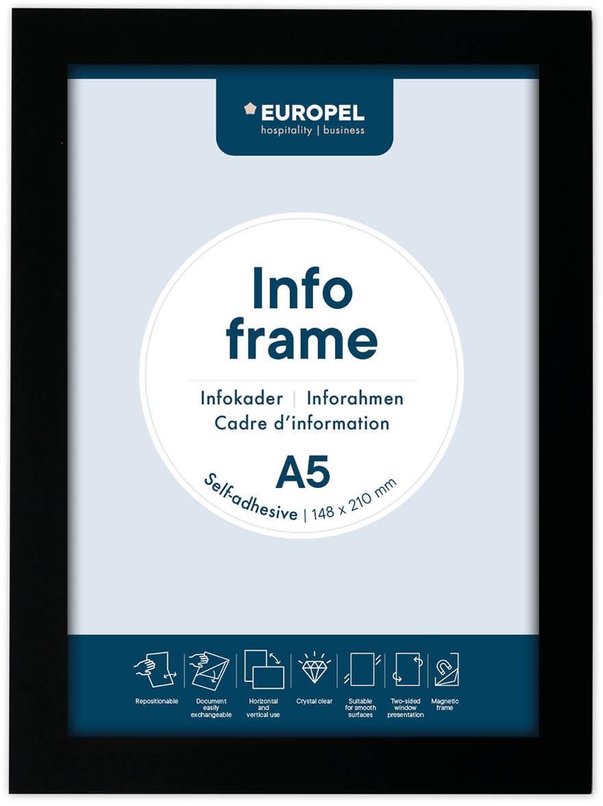 Europel zelfklevend kader ft A5, zwart, pak van 2 stuks afbeelding
