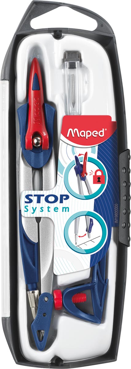 Maped passer Stop System, 3delige passerdoos met 1 passer Stop System, 1 universeel inzetstuk, 1 kok Maped passer Stop System, 3delige passerdoos met 1 passer Stop System, 1 universeel inzetstuk, 1 kok