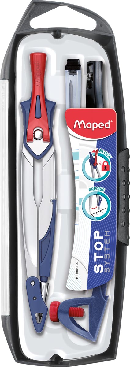 Maped passer Stop System 5-delige passerdoos 1 passer Stop System, 1 universeel inzetstuk, 1 mineslij...